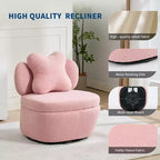 Fauteuil d'appoint pivotant à 360° avec compartiment de rangement, fauteuil en velours Teddy avec coussin ergonomique, tissu anti-rayures