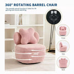 Fauteuil d'appoint pivotant à 360° avec compartiment de rangement, fauteuil en velours Teddy avec coussin ergonomique, tissu anti-rayures