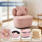 Fauteuil d'appoint pivotant à 360° avec compartiment de rangement, fauteuil en velours Teddy avec coussin ergonomique, tissu anti-rayures