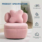 Fauteuil d'appoint pivotant à 360° avec compartiment de rangement, fauteuil en velours Teddy avec coussin ergonomique, tissu anti-rayures