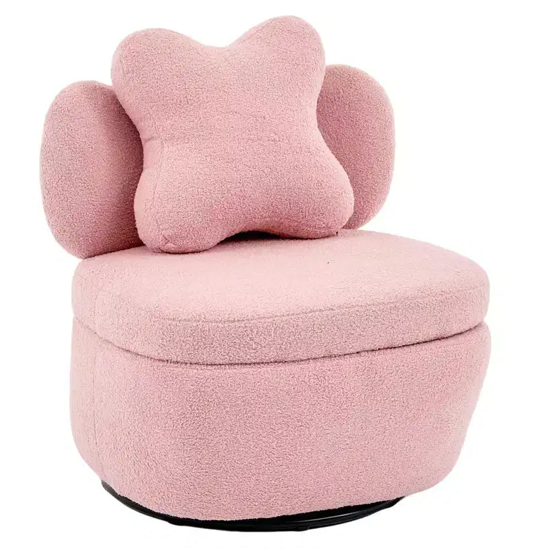 Fauteuil d'appoint pivotant à 360° avec compartiment de rangement, fauteuil en velours Teddy avec coussin ergonomique, tissu anti-rayures