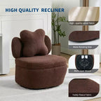Fauteuil d'appoint pivotant à 360° avec compartiment de rangement, fauteuil en velours Teddy avec coussin ergonomique, tissu anti-rayures