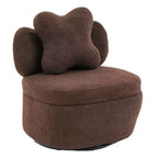 Fauteuil d'appoint pivotant à 360° avec compartiment de rangement, fauteuil en velours Teddy avec coussin ergonomique, tissu anti-rayures